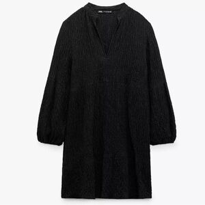 Zara Black Wrinkled Effect Mini Dress XXL